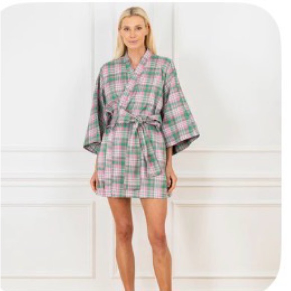 Plaid Mini Dress In Pink And Green